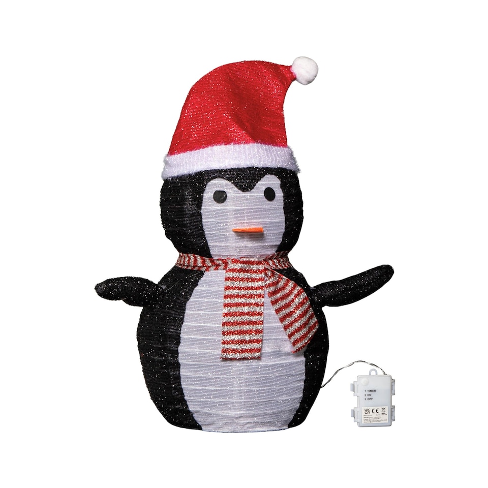 image 1 of 70cm Battery Operated Pop up Christmas Penguin with Static & Flashing White LEDs