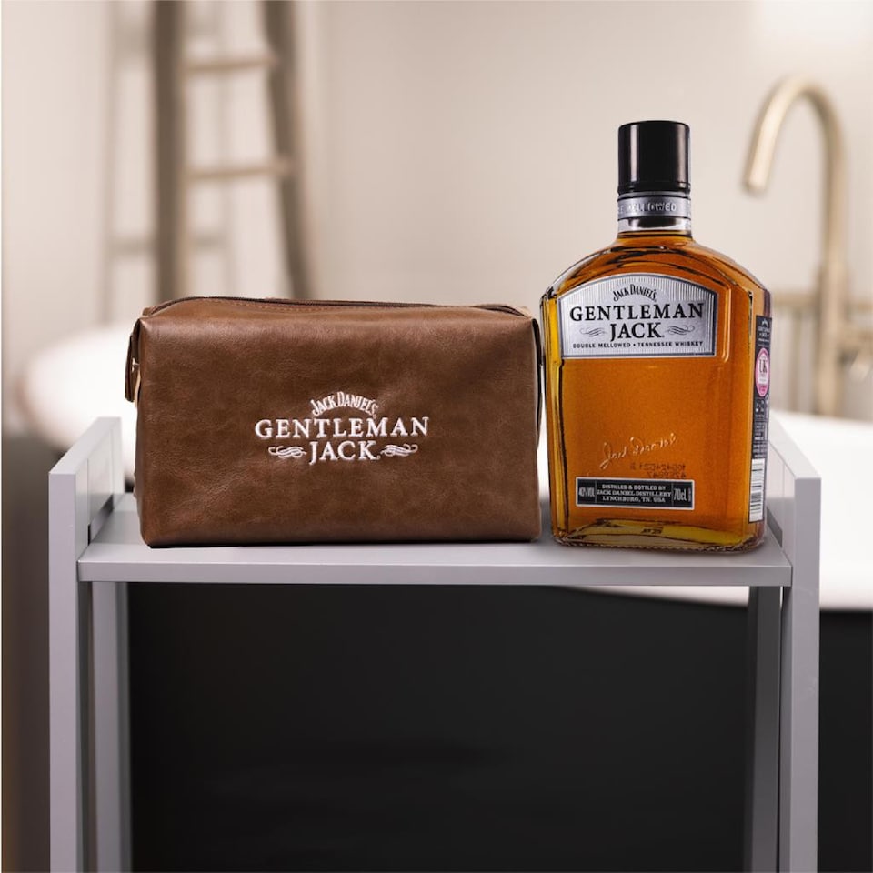 image 1 of Jack Daniel's - Wash Bag & Gentleman Jack Tennessee Whiskey | Multi | Sweet vanilla, fruit and light spice; carries a balanced oak flavor with notes of caramel and vanilla | 1