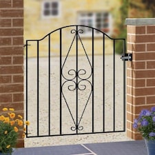Stirling Scroll Henley Low Bow Top Single Gate - Steel - Fits Gap of 880 mm x 946 mm High - Electro Galv./Black Powder Coated | Black | 1
