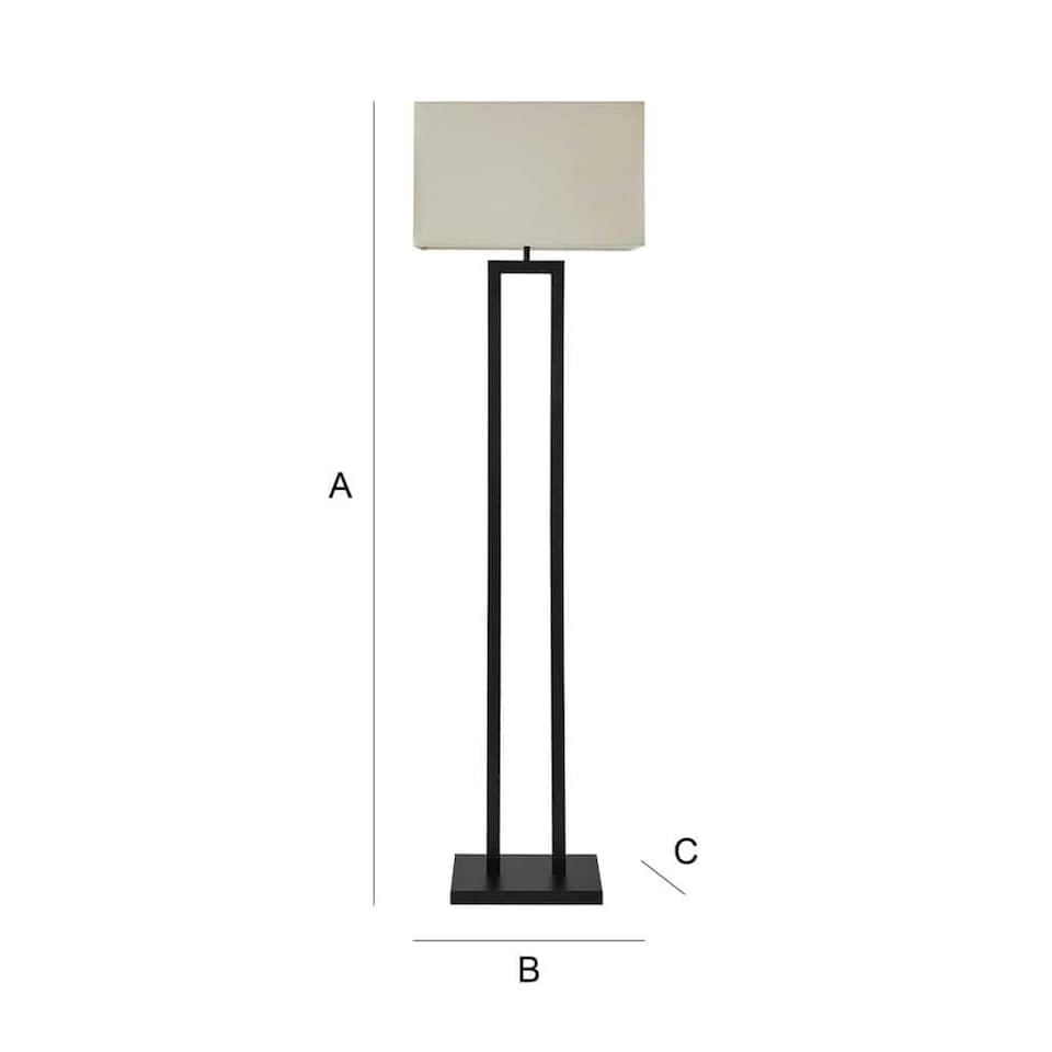 image 1 of ValueLights Gloria Black Double Stem Metal Floor Lamp with Rectangular Lamp Shade | Black