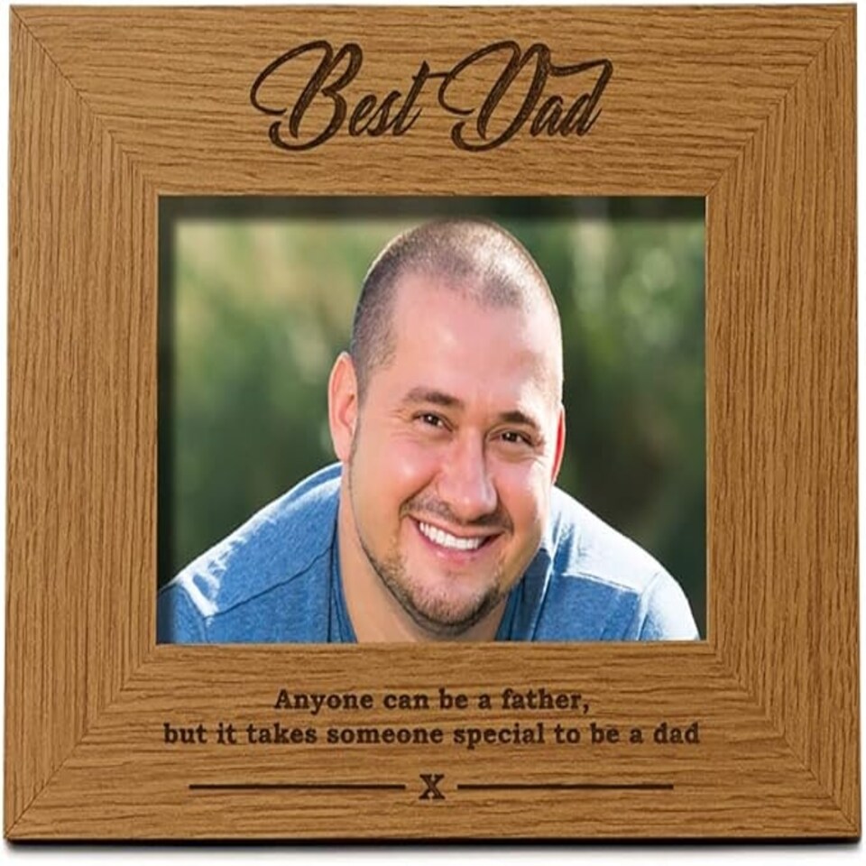 image 1 of Best Dad Wooden Photo Frame Gift Brown | Brown 8x10 | One Size