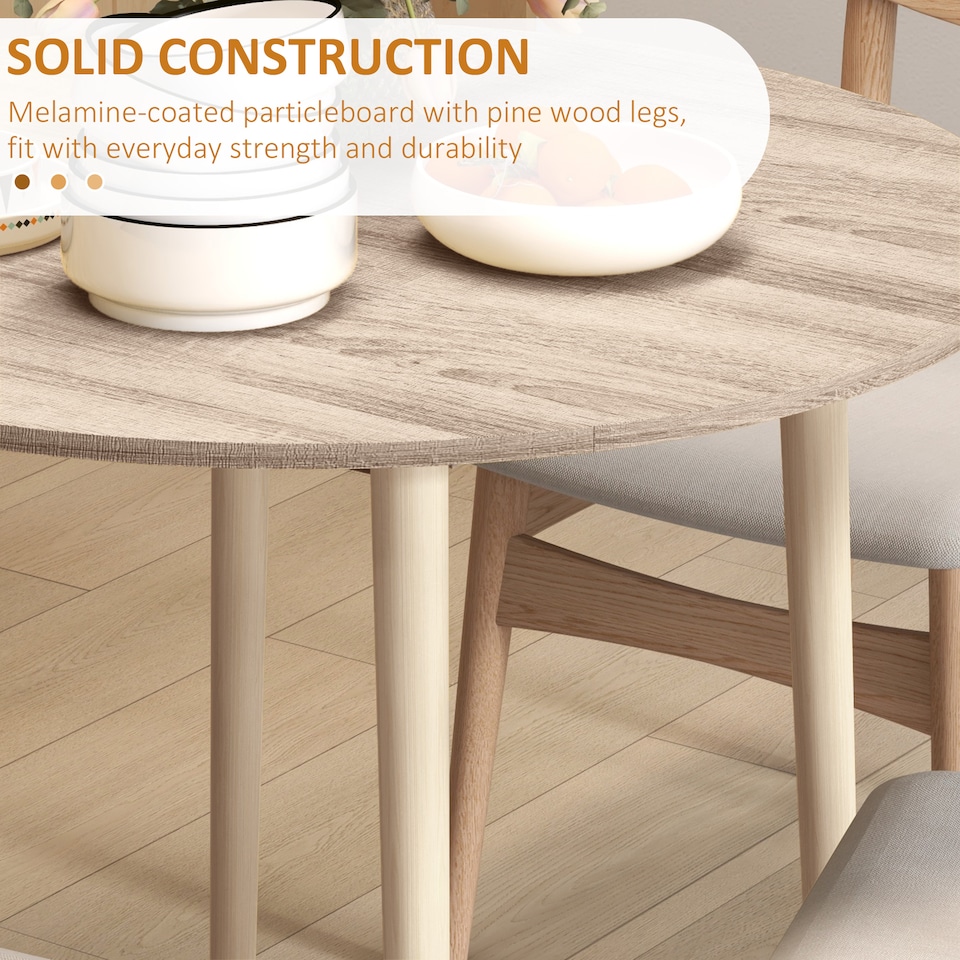 image 1 of HOMCOM Folding Dining Table for 4, Round Drop Leaf Table, Modern Space Saving Small Kitchen Table with Wood Legs for Dining Room, Natural