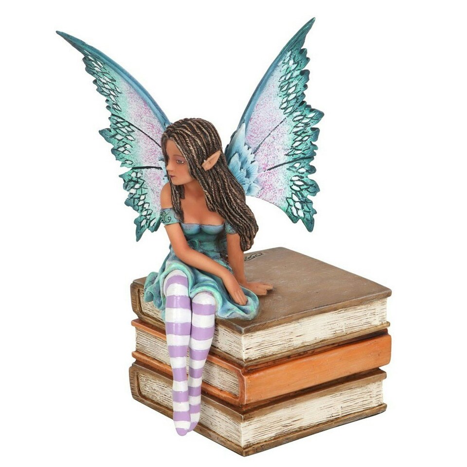 image 1 of Amy Brown Book Fairy Figurine - Purple/Teal/Brown - One Size