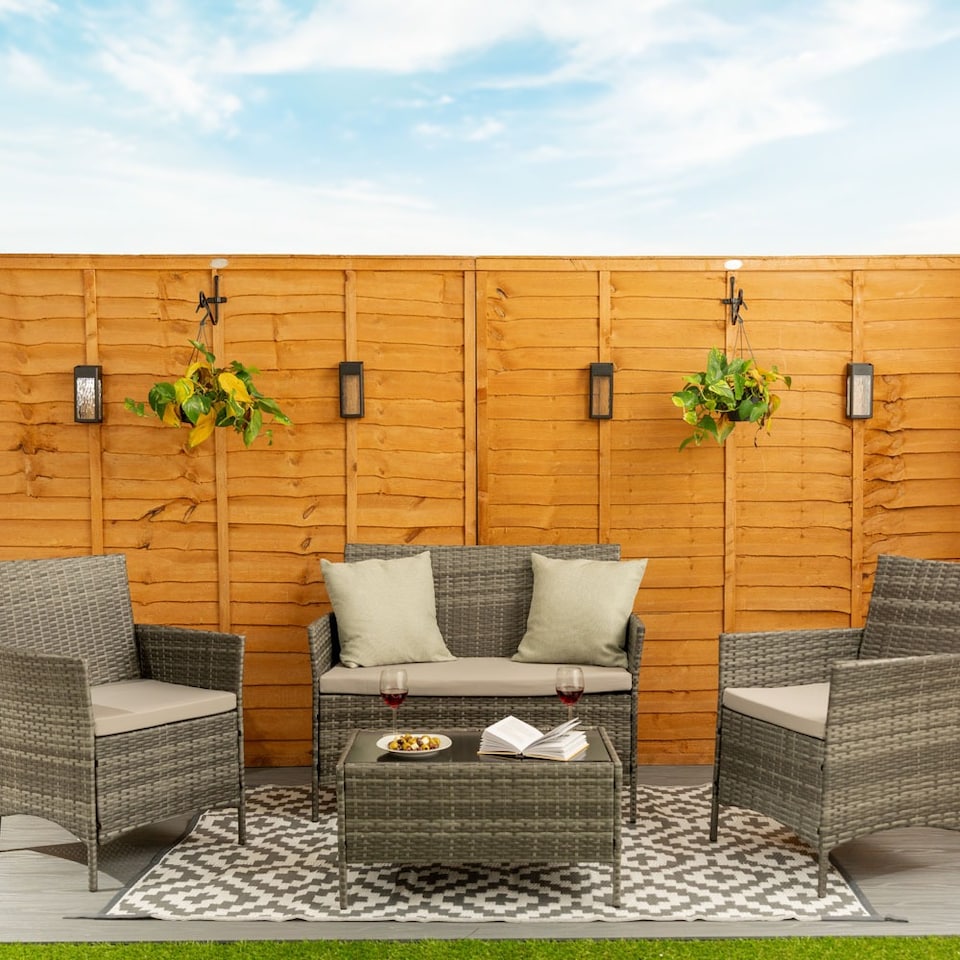 image 1 of ValueLights Set of 4 Multi-Function Wall/Fence Solar Lights | Black
