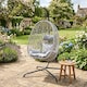 image 2 of URBNLIVING Rattan Hanging Egg Chair With Stand Indoor Outdoor