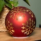 image 4 of 15cm Battery Operated Light up Snowflake Glass Ball in Red with Warm White LEDs