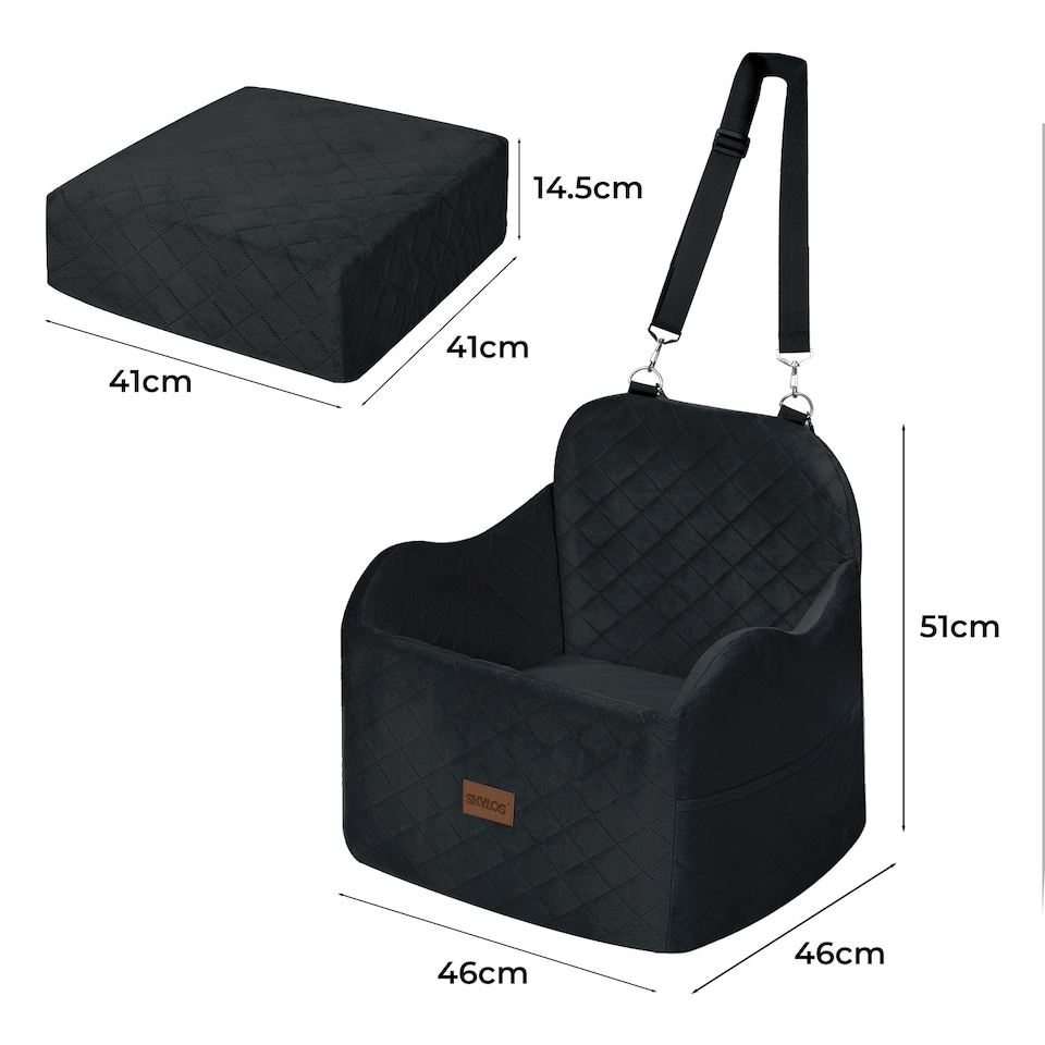 image 1 of Skylos Dog Booster Car Seat Black Portable Travel Carrier Bed for Pet | Black | Black | One Size