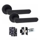 image 2 of Golden Grace 5 Pairs Modern Lima Design Premium Door Handles on Round Rose in Matt Black Finish 3" Ball Bearing Hinges and 2.5" Tubular Latch | Black | 5 Pairs