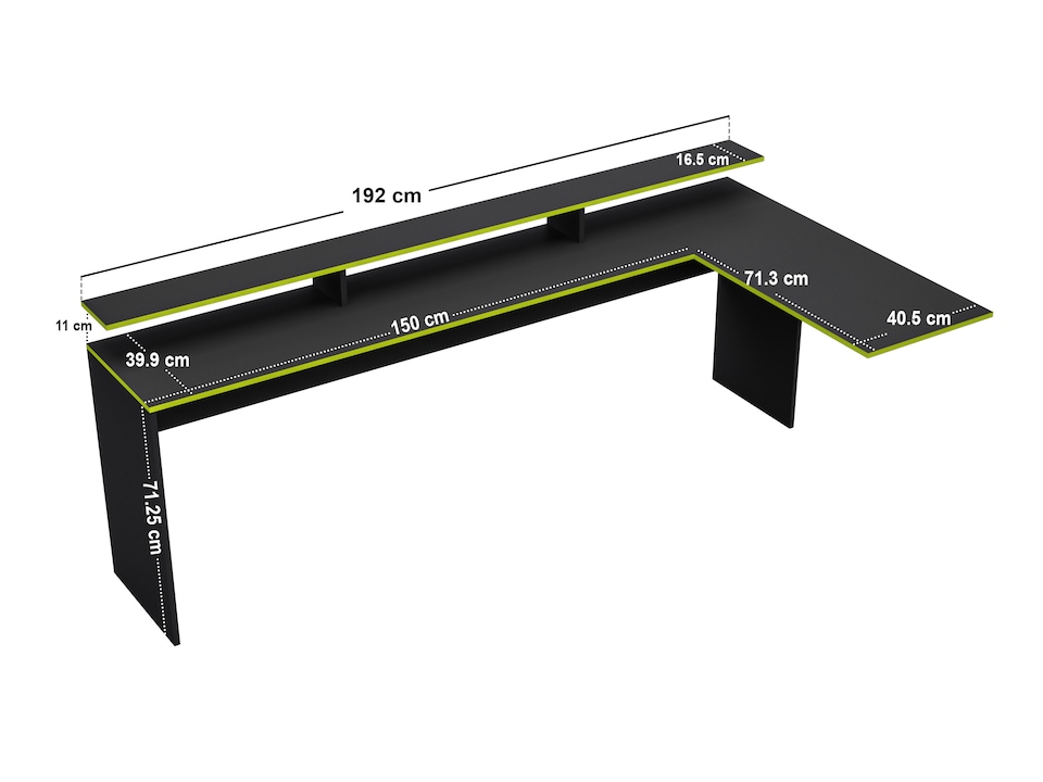 image 1 of Recoil Ultimate Vivid Gaming High Sleeper with Desk Charcoal & Green Small Double