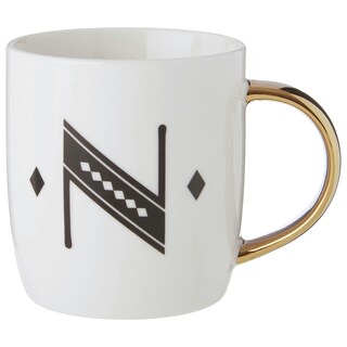 Vixar Tazza Con Lettera N, Monogramma In Ceramica Blu Navy 330 Ml – Tazza Da Tè E Caffè, Regalo Personalizzato