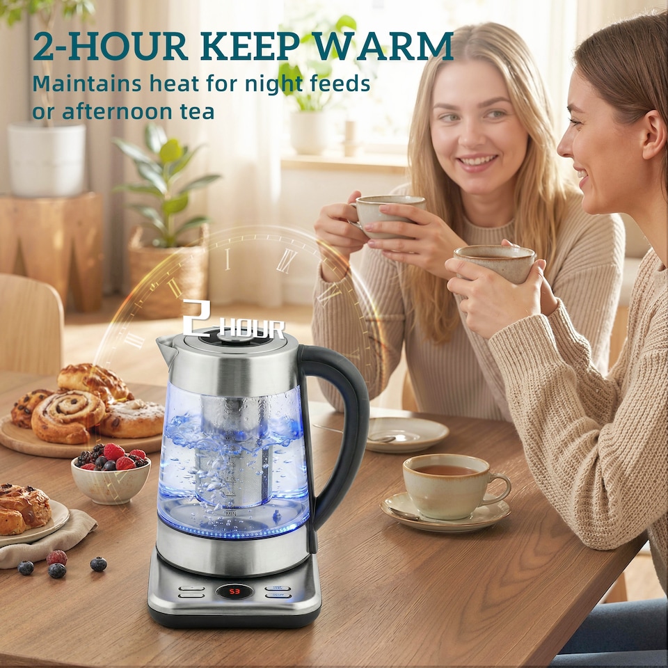 image 1 of HOMCOM Electric Kettle, 1.7L 3KW Water Kettle with UK Strix Thermostat