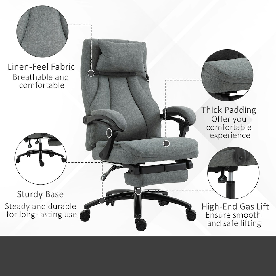 image 1 of Vinsetto Executive Office Chair with Vibration Massage Pillow USB Power Wheels