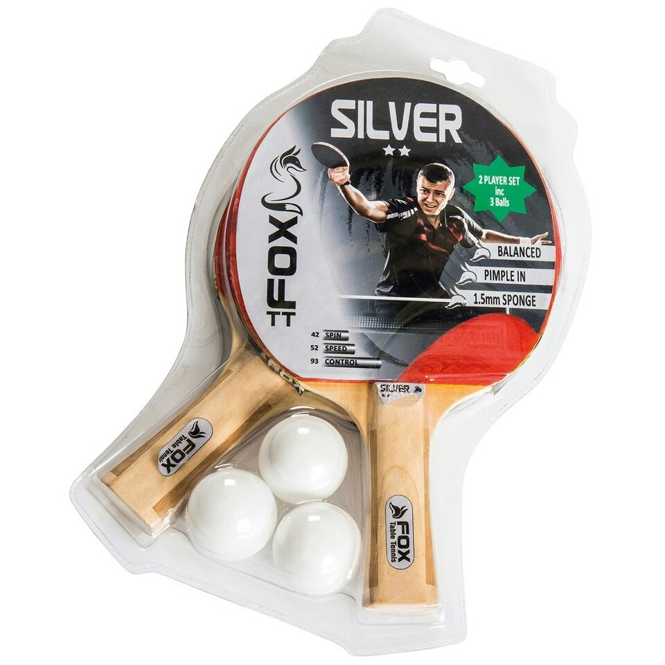 Fox TT Silver 2 Star Table Tennis Set - Beige/Red/White - One Size