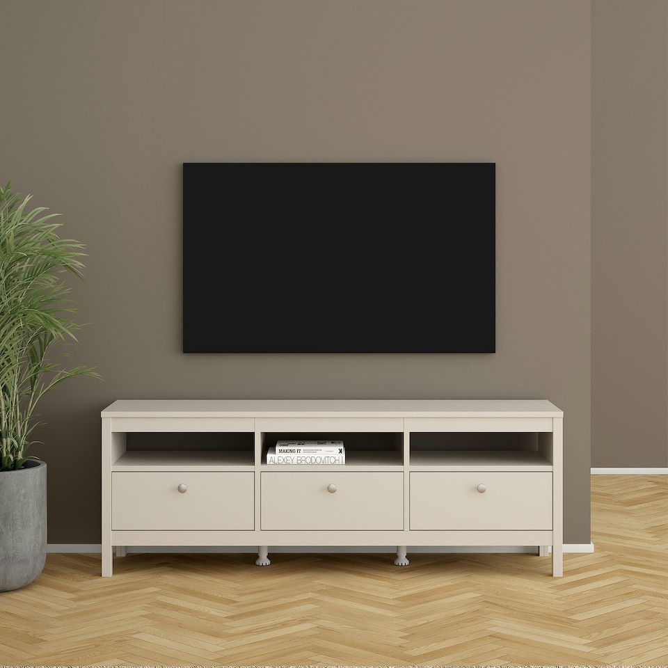 image 1 of Madrid TV Unit 3 Drawers in Cashmere Cream