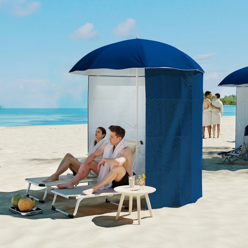image 1 of Outsunny  2.2M Outdoor Parasol Fishing Umbrella Beach Sun Shelter w/ Carry Bag