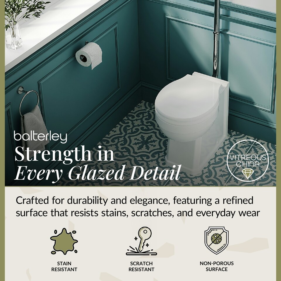 image 1 of Kinston Traditional Comfort Height Toilet Pan, High Level Cistern, Flush Pipe Kit & Soft Close Seat - White - Balterley