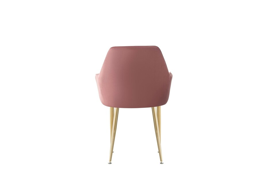 image 1 of MOF Set of 4 Dining chair Armchair with Armrest & Backrest Upholstered seat with Metal legs T05 | Pink