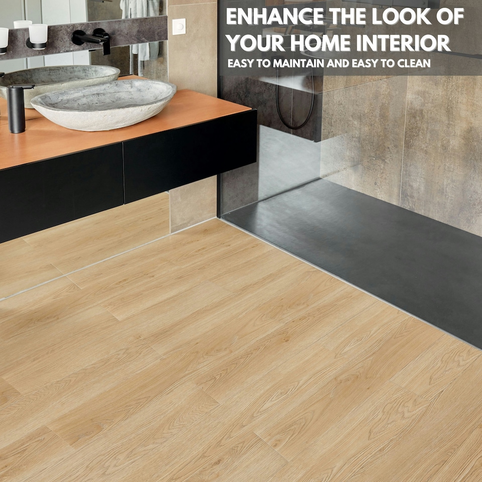 image 1 of Self Adhesive Floor Planks | 5.9x35.9in (91.4x15.2cm) Each | Peel & Stick Vinyl Flooring | Beige Wood Effect | Easy DIY | Stick On Tile Planks Brown | 5 sqm