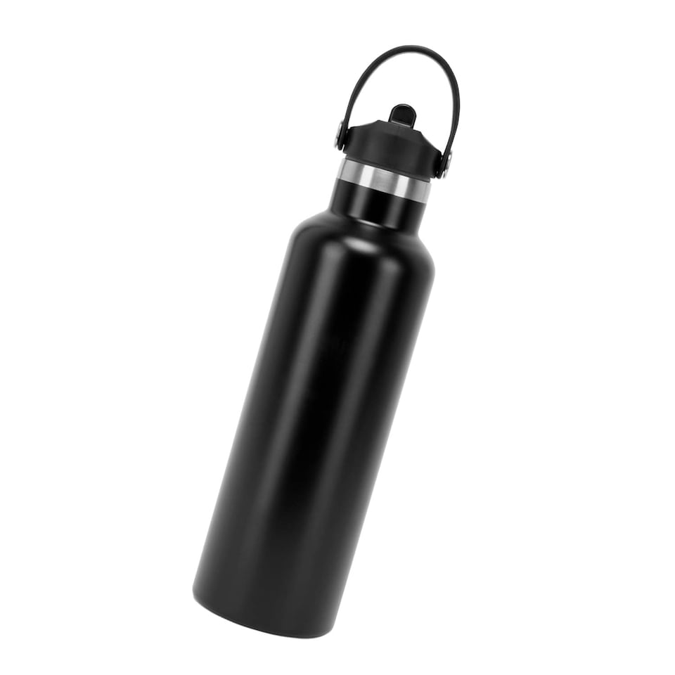 image 1 of TriDri Plain Flip Up Straw Water Bottle - Black - One Size