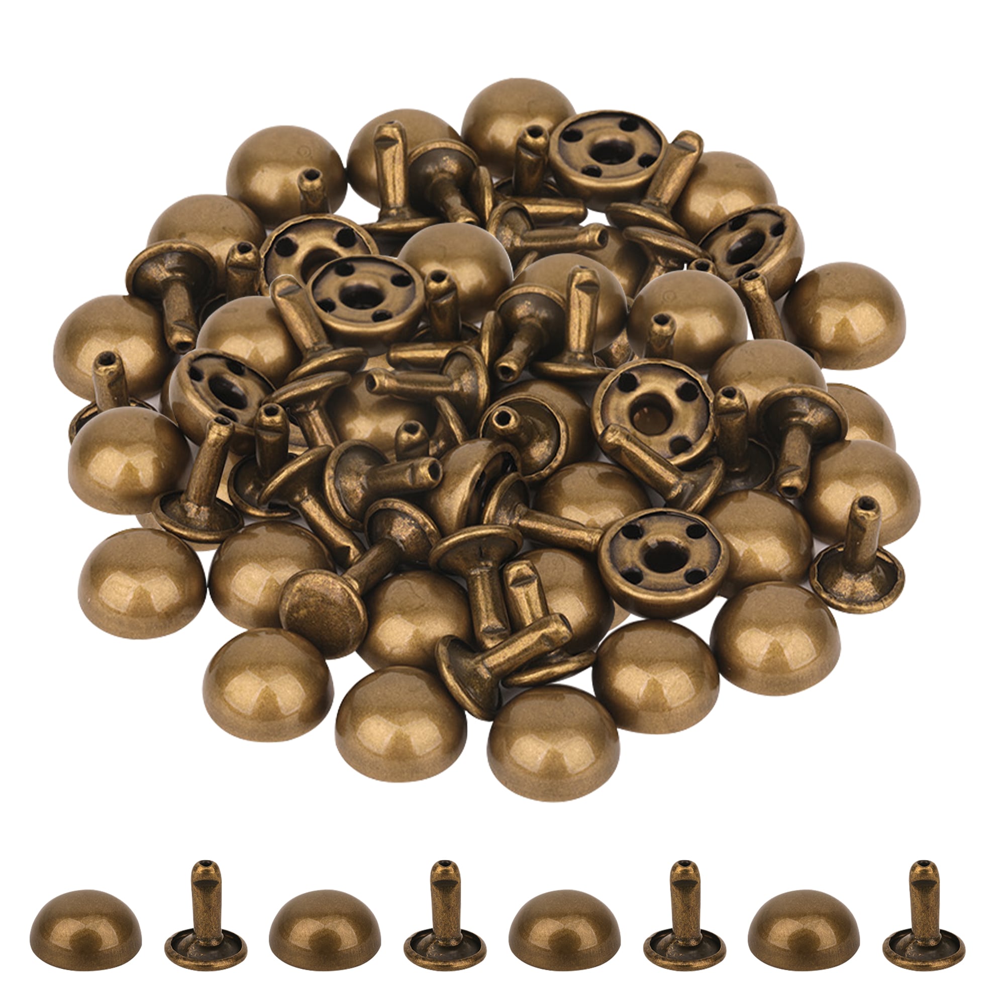 Neel Blue 12mm Dome Shaped Bag Feet Rivets with 9mm Round Studs - 25pcs in Bronze