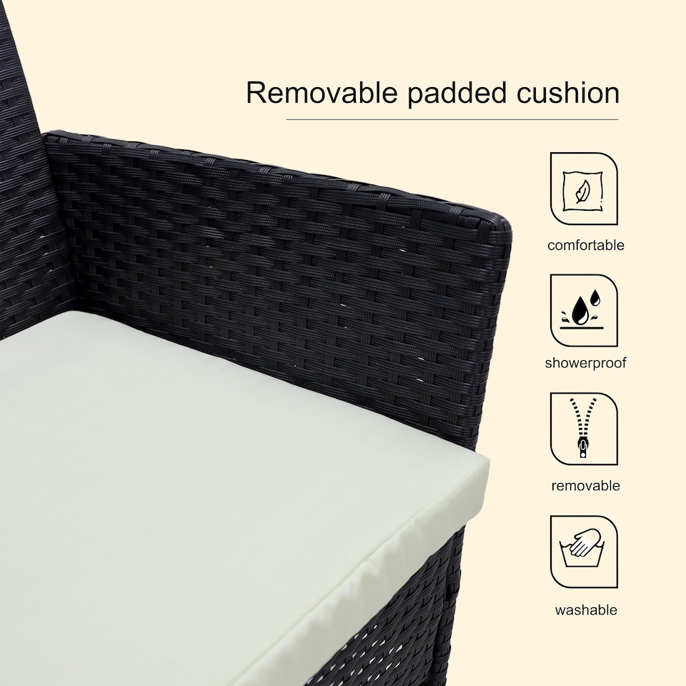 image 1 of Alivio 4 Piece Rattan Sofa Set Patio Furniture with Coffee Table Weather Resistant UV Protected Cushions for Indoor Outdoor Use | Black | 1