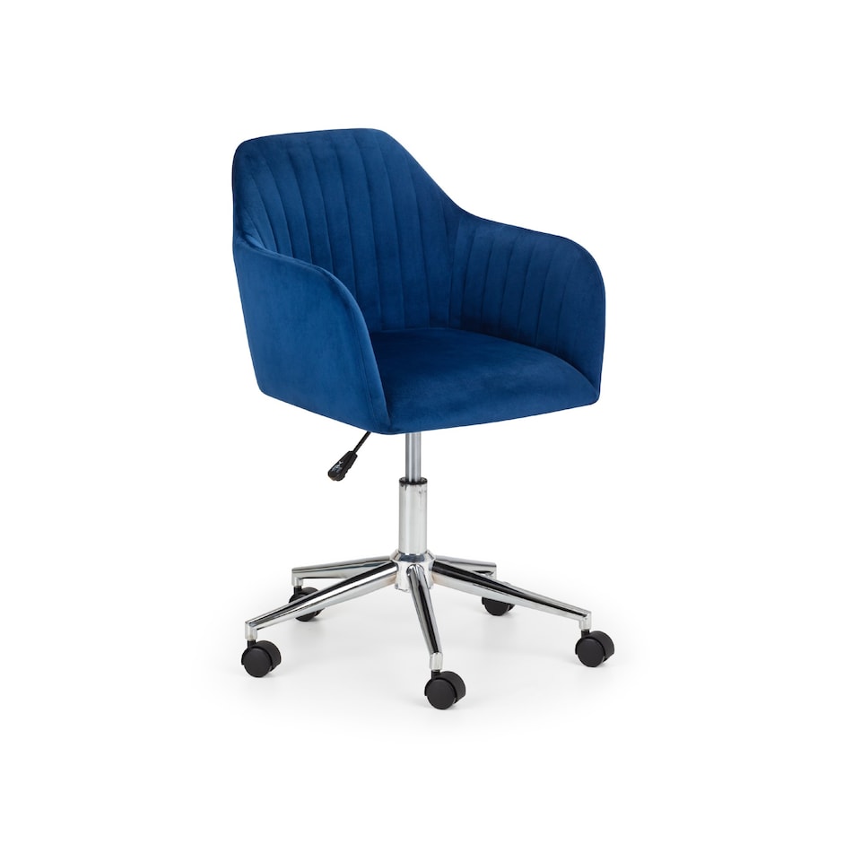 image 1 of Kahlo Velvet Swivel Office Chair- Blue/Chrome