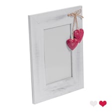 Nicola Spring Rustic Red Hearts Photo Frame - 4 x 6" - White