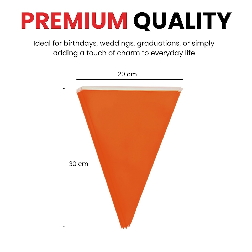 image 1 of Orange Colour Party Bunting 10m with 20 Pennants