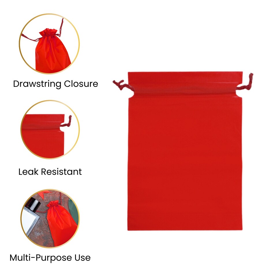 image 1 of Pack of 25 Red Coloured 21x29cm PEVA Frosted Drawstring Bags | Red