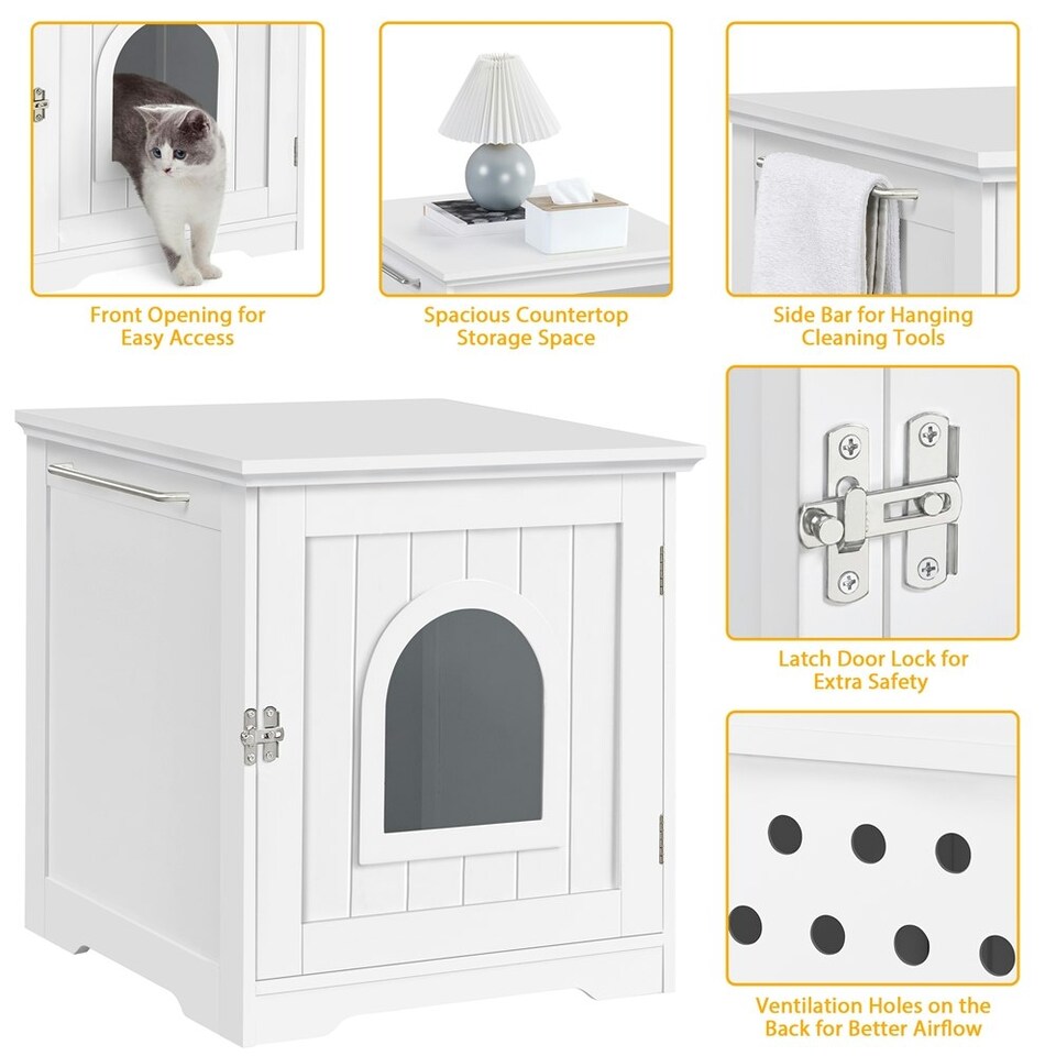 image 1 of Yaheetech Cat Litter Box Enclosures White | One Size