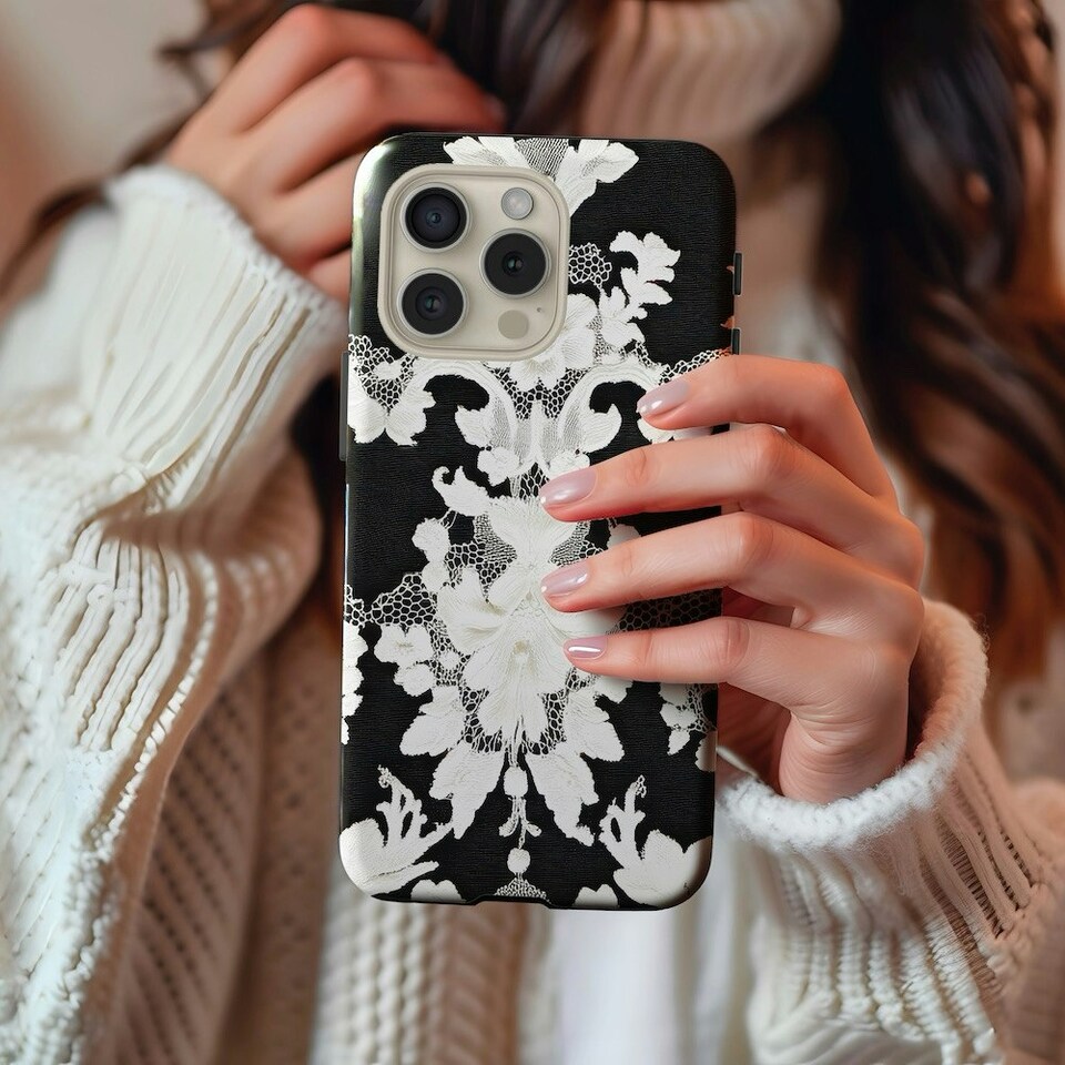image 1 of Black Lace Phone Case | Black | Galaxy S22
Tough | Galaxy S22
Tough