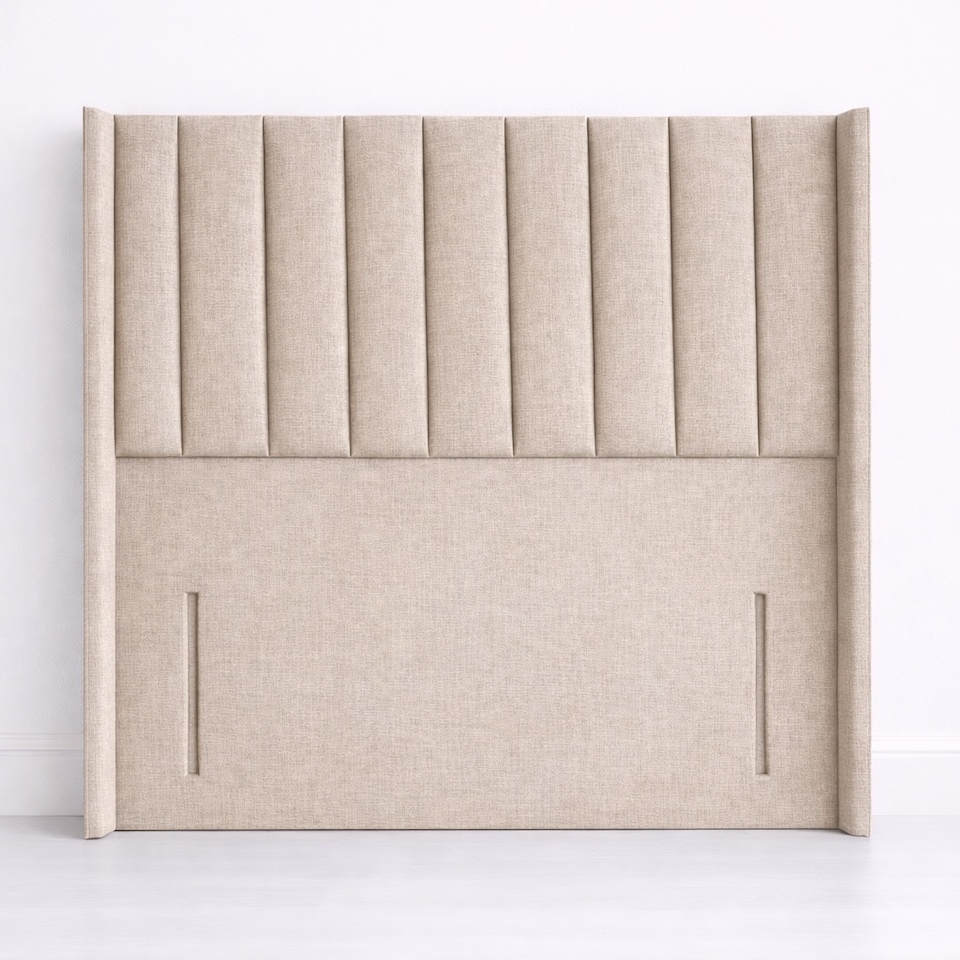 image 1 of Beige Linen Floorstanding Wing 3FT Single 54inch Single Headboard