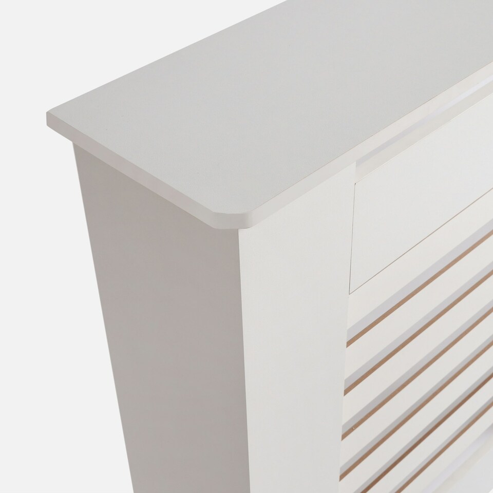image 1 of OHS MDF Horizontal Slat Grilled Radiator Cover, Small - White White