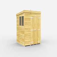 6 x 6 Feet Pent Shed - Double Door With Windows - Wood - L178 x W185 x H201 cm | Brown