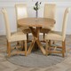 image 2 of Oregon Round Oak Dining Table with Washington Leather Chairs Cream