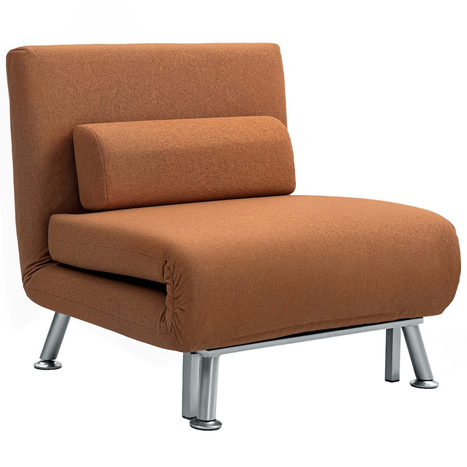 image 1 of HOMCOM Single Folding 5 Position Convertible Sleeper Chair Bed Coffee Brown