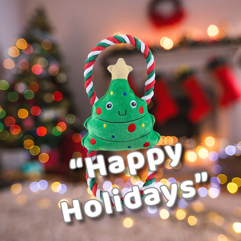 image 1 of PMS Christmas Tree Pet Toy 46.5cm x 20cm Green - Festive Dog Toy, 1 Each