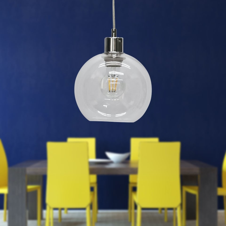 image 1 of Barnum - Clear Glass Globe with Chrome Pendant Fitting | Clear | Clear | 1