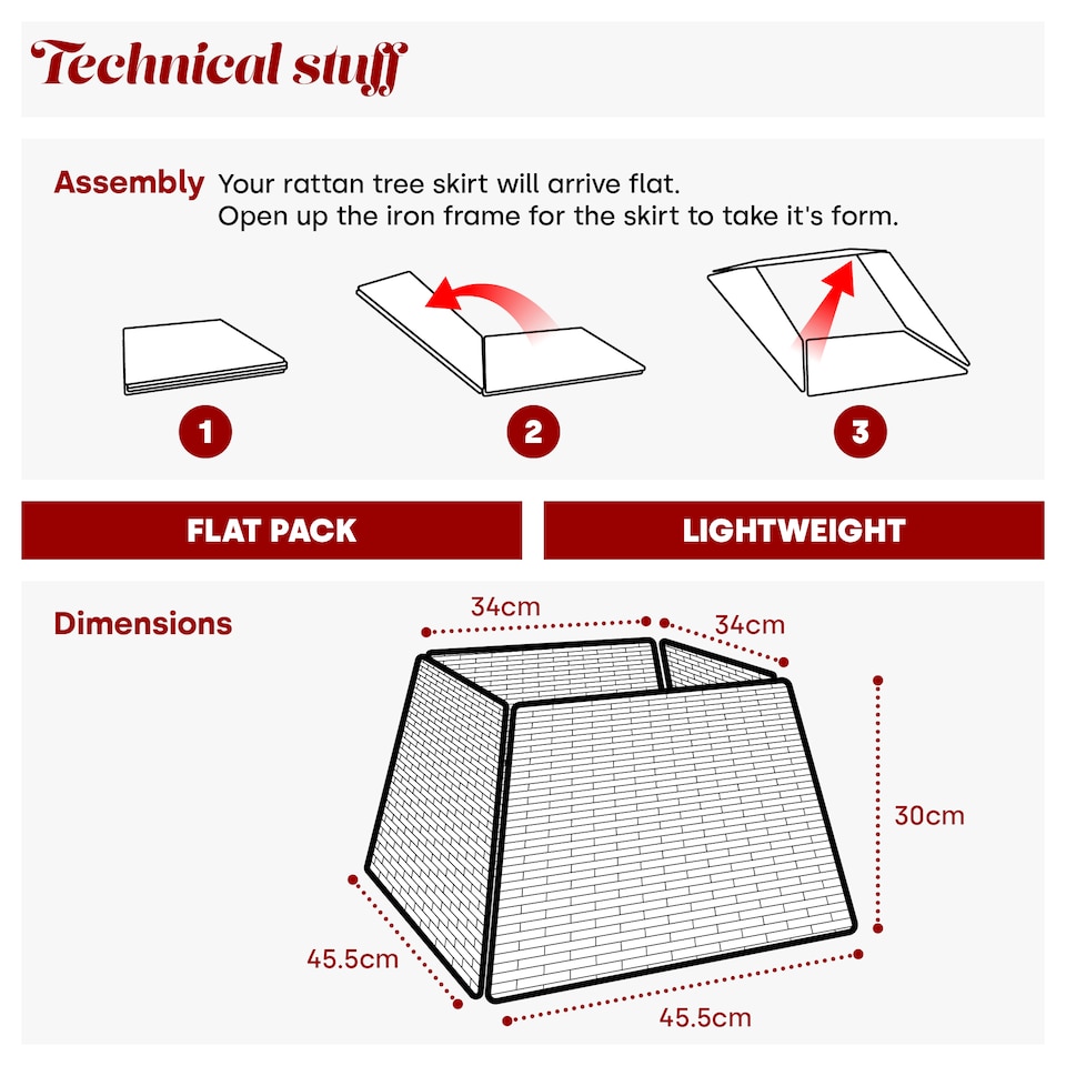 image 1 of Square Rattan Christmas Tree Skirt Grey