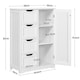 image 2 of Yaheetech Wooden Bathroom Cabinet 4 Drawers & Cupboard