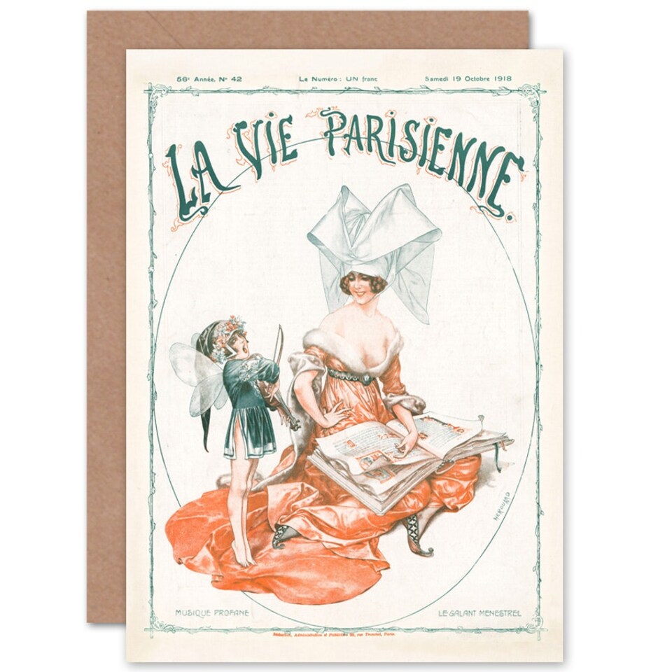 image 1 of La Vie Parisienne Gallant Minstrel Music France Paris Card