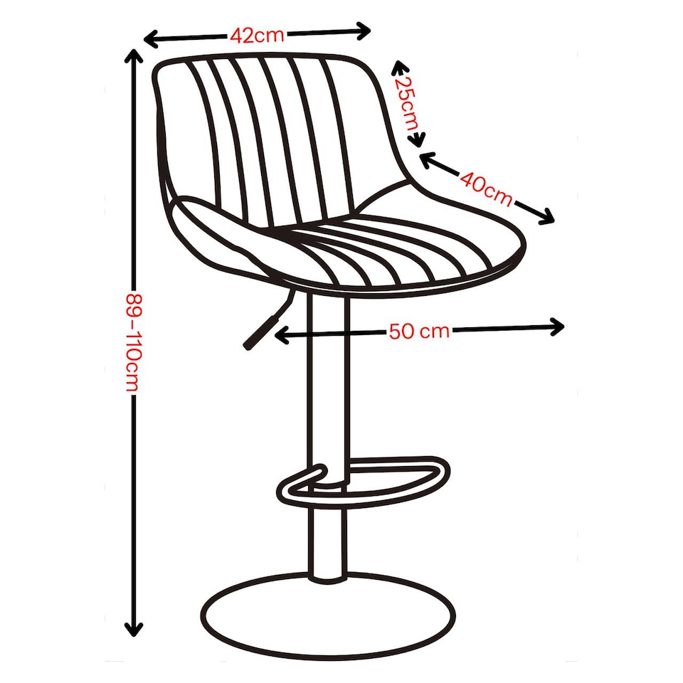 image 1 of PU Leather Bar Stool with Fluted Back Height Adjustable, 360 Swivel, Backrest & Footrest | Black | Black & Set of 4 | 4