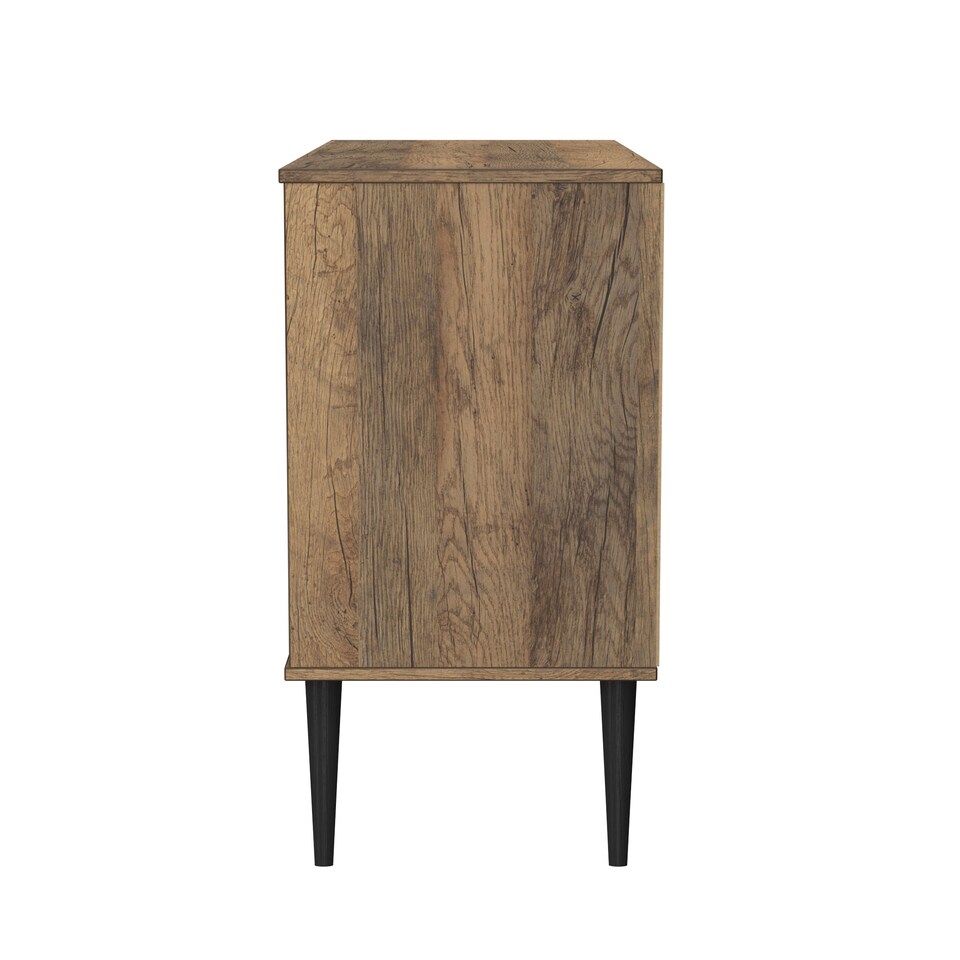 image 1 of Toledo 3 Drawer TV Unit in White Matt & Vintage Oak (Ready Assembled) | White | White Matt & Vintage Oak