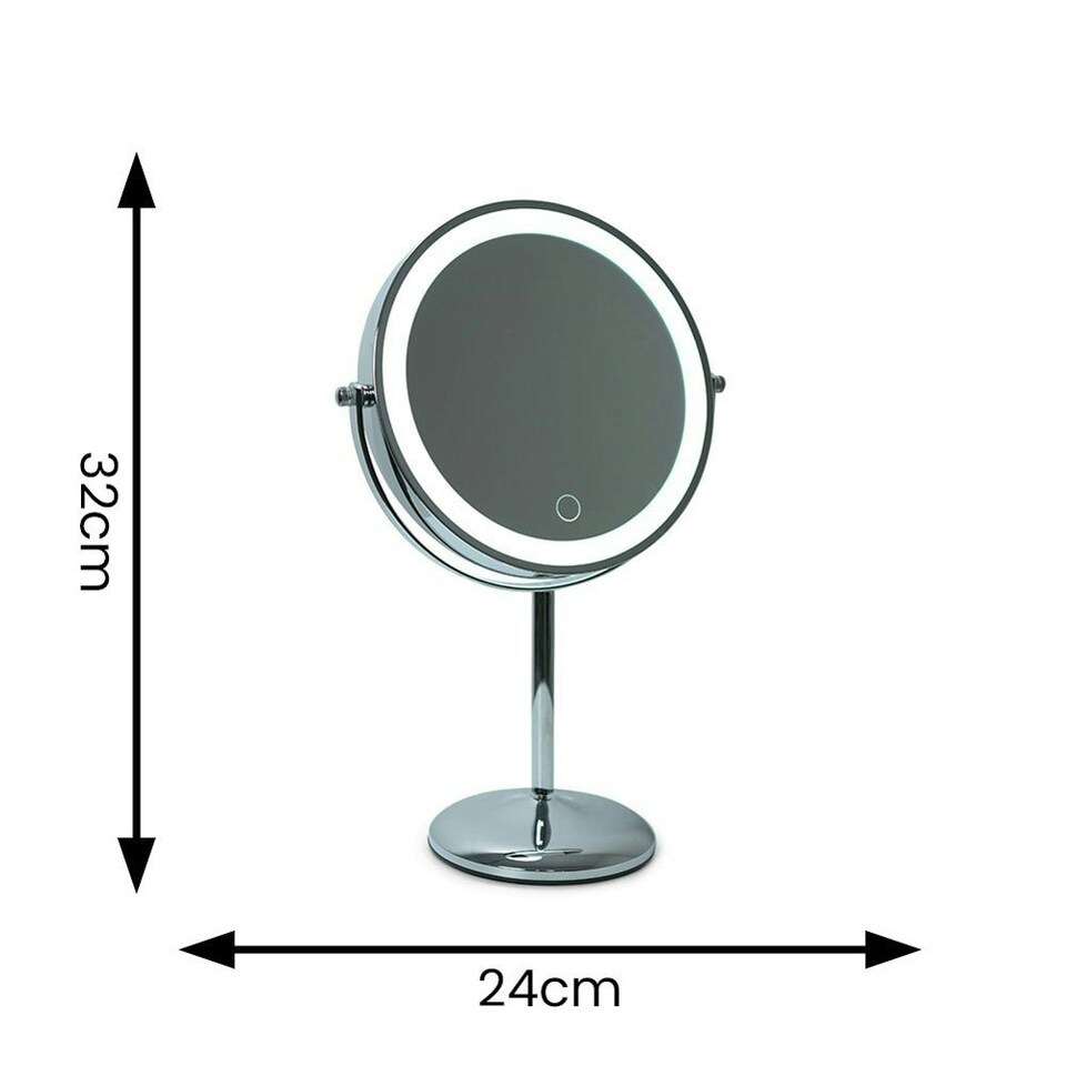 image 1 of ValueLights Gifting Dimmable Polished Silver Illuminated Mirror and SMD LED Integrated LED 13W White Mix 6500K Bulb Silver