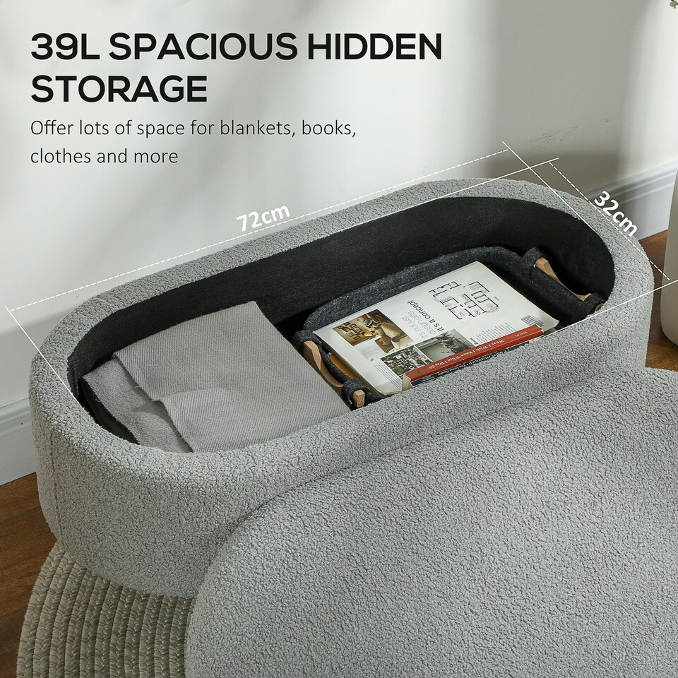 image 1 of HOMCOM Ottoman Storage Bench for Hallway, Living Room, Charcoal Grey