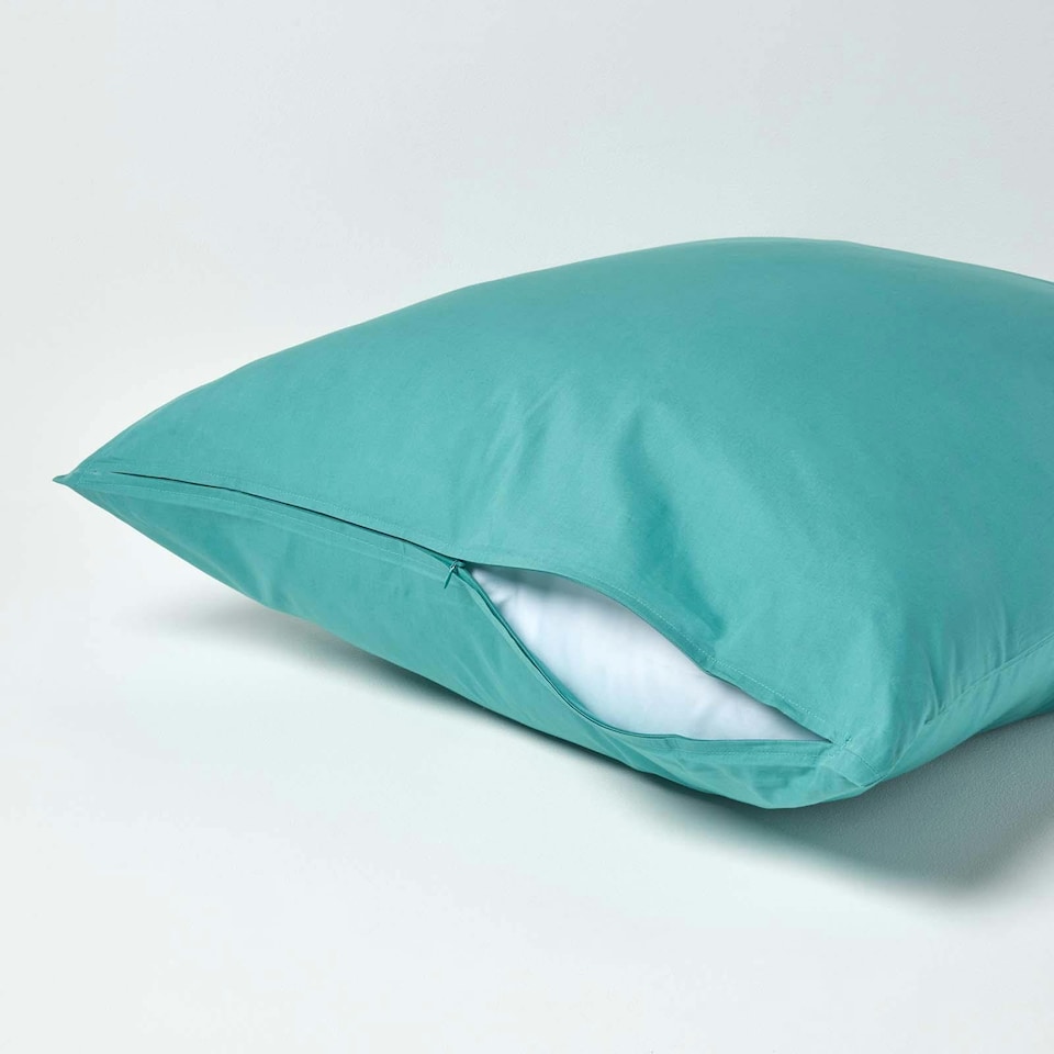 image 1 of Homescapes Teal European Size Egyptian Cotton Pillowcase 200 TC - 60 x 60 cm | Blue