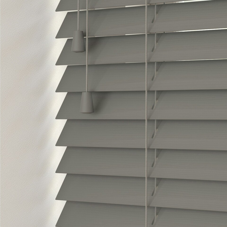 image 1 of Faux Wooden Venetian Blind 165cm x 160cm Grey | Dark Grey