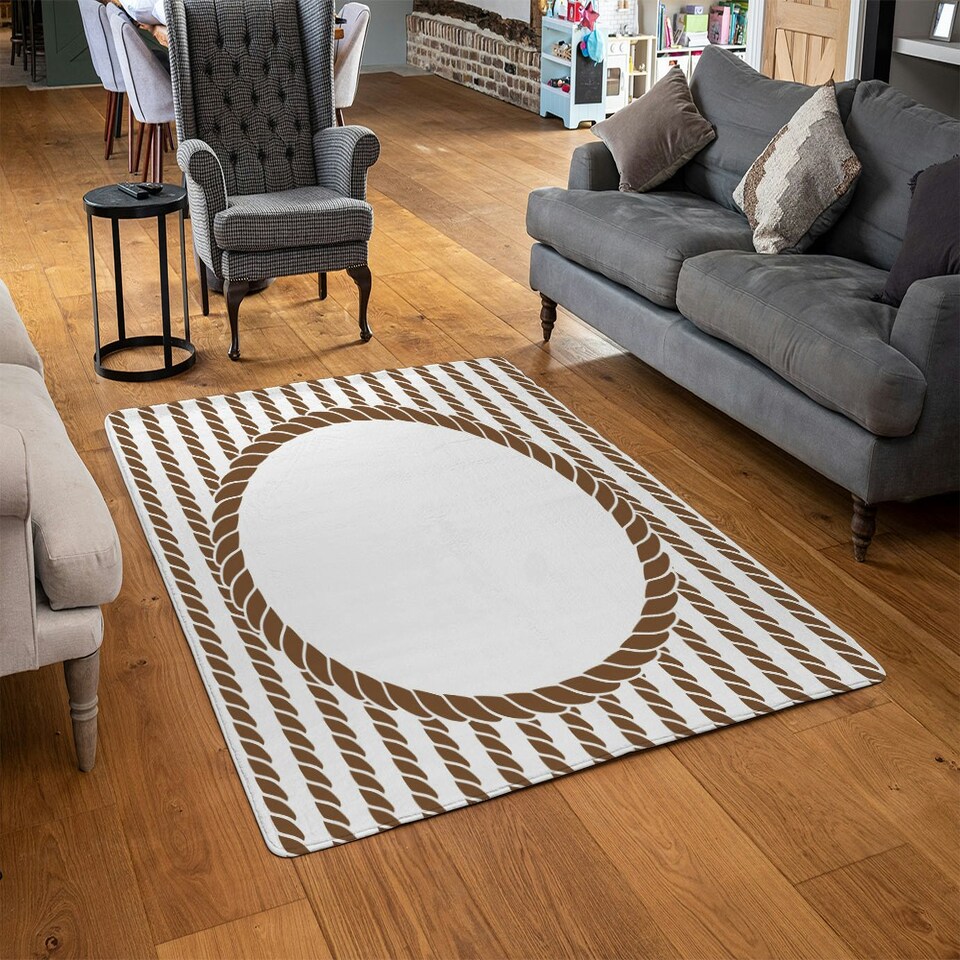 image 1 of Rope Border (Rug) Brown | Large: 140x200cm