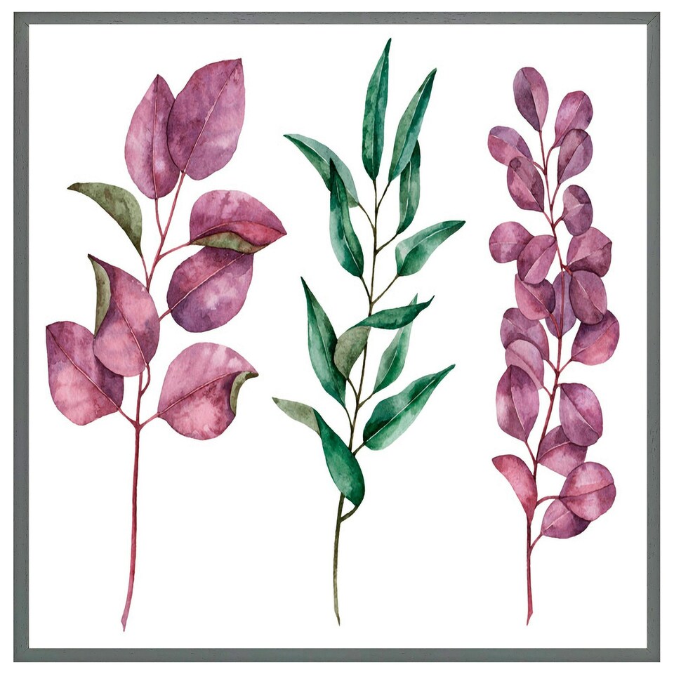 image 1 of Purple & green leaves (Picutre Frame) Brown | Oak | L