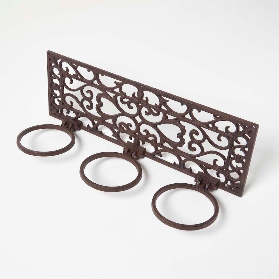 image 1 of Homescapes Brown Cast Iron Parisian Style Flowerpot Holder